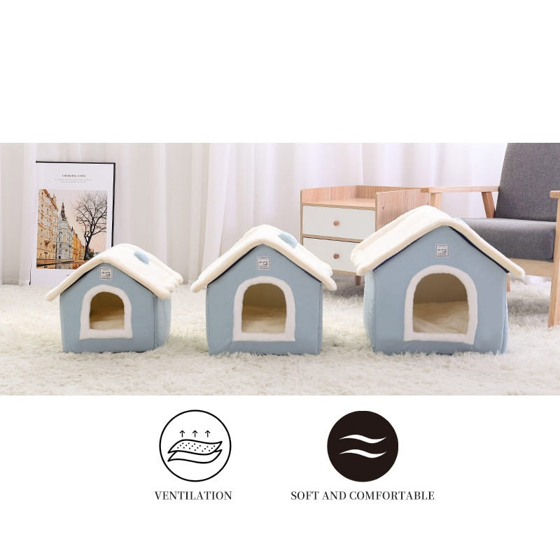 HOOPET Dog House Indoor Warm Kennel Pet Cat Cave Nest Rabbit Nest Washable Removable Mat Cozy Sleeping Bed For Cats