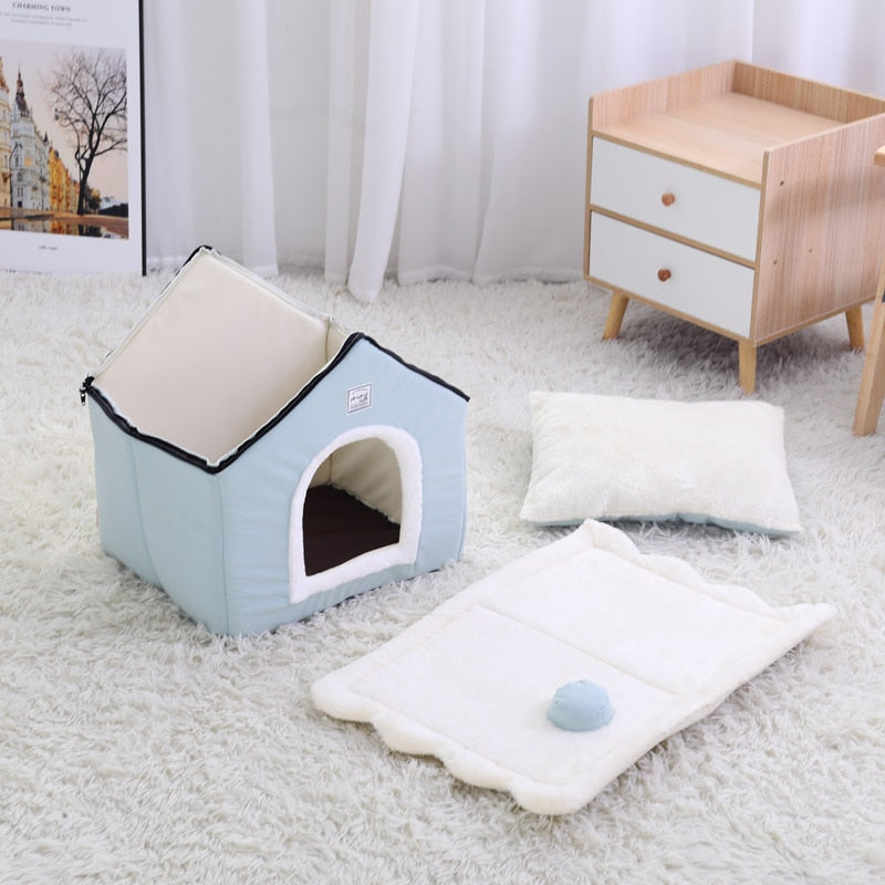 HOOPET Dog House Indoor Warm Kennel Pet Cat Cave Nest Rabbit Nest Washable Removable Mat Cozy Sleeping Bed For Cats