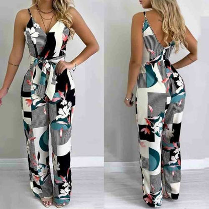 Women's Summer Boho Floral Girls Loose Solid Jumpsuit Harem Trousers Ladies Overall Pants Casual Playsuits Plus Size Bohemian Jumpsuit