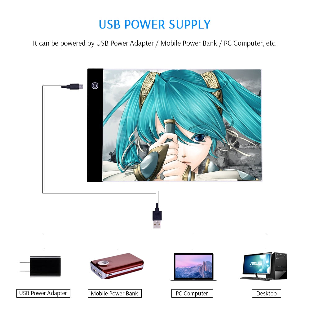 CHIPAL A4 LED Drawing Tablet Digital Graphics Pad USB LED Light Box Copy Board Electronic Art Graphic Painting Writing Table