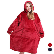 Load image into Gallery viewer, Microfiber Plush Coral Fleece Sherpa Blanket With Sleeves Super Soft Warm Outdoor Pocket Hoodie Adult Winter Hooded TV Blankets
