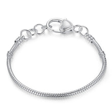 Cargar imagen en el visor de la galería, BAMOER 5 Style Silver Color LOVE Snake Chain Bracelet &amp; Bangle 16CM-21CM Pulseras Lobster PA1104
