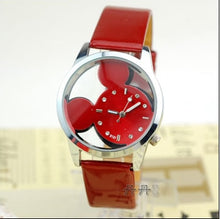 将图片加载到图库查看器，Fashion Cartoon Mickey Women Watch Men Transparent Hollow Quartz Watches Leather Strap Kid Wristwatch Girl Gift Relogio Feminino
