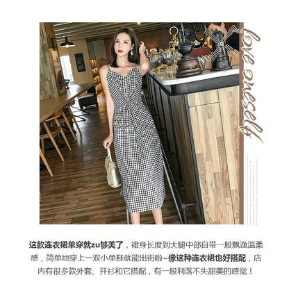 Simple Women's Pocket Polka Dots Cotton Midi Dress Summer Casual