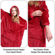 Load image into Gallery viewer, Microfiber Plush Coral Fleece Sherpa Blanket With Sleeves Super Soft Warm Outdoor Pocket Hoodie Adult Winter Hooded TV Blankets
