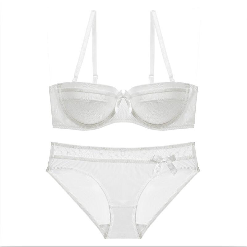CINOON 2019 NEW Lace Bow Lingerie Set 1/2 Cup Sexy Intimates Push Up Bra Set Underwear Floral Embroidery Lace Women Bra Panty