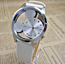 将图片加载到图库查看器，Fashion Cartoon Mickey Women Watch Men Transparent Hollow Quartz Watches Leather Strap Kid Wristwatch Girl Gift Relogio Feminino
