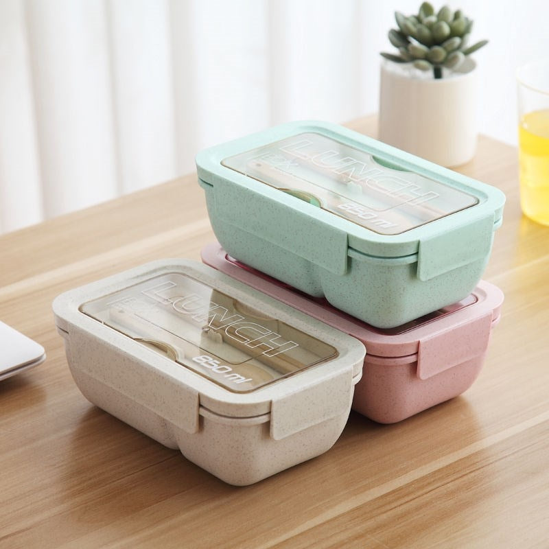 Wheat Straw Lunch Box Healthy Material Bento Boxes Microwave Dinnerware Food Storage Container Lunchbox