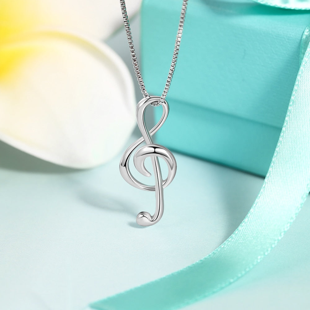 925 Sterling Silver Musical Note Necklaces & Pendants Elegant Pendant Necklace Women Gifts for Girlfriend (JewelOra NE100355)