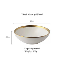 Load image into Gallery viewer, Ceramic Beef Platter Household Breakfast Plate Simple And Creative European Vegetables Platter With Gold Edge Tableware
