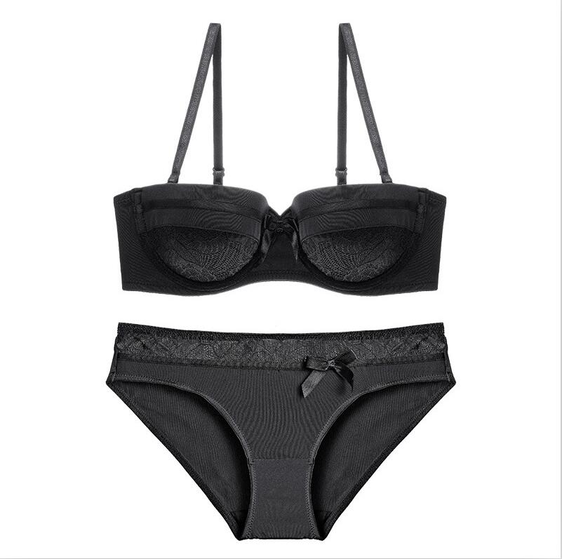 CINOON 2019 NEW Lace Bow Lingerie Set 1/2 Cup Sexy Intimates Push Up Bra Set Underwear Floral Embroidery Lace Women Bra Panty