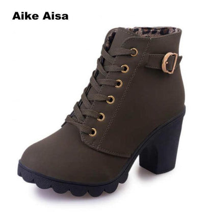 Plus Size 35-43 Winter Casual Women Pumps Warm Ankle Boots Waterproof High Heels Snow 2020 Shoes Botas Patent Botas Muje