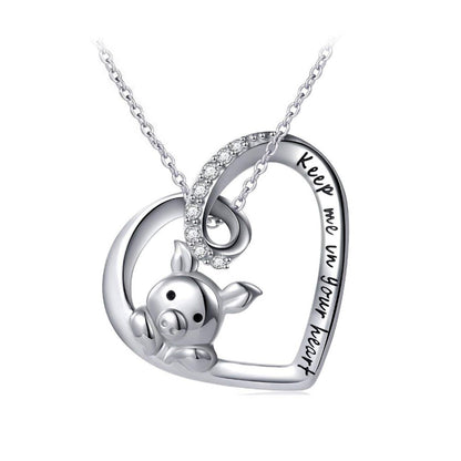 sterling silver cute zodiac pig pendant jewelry student Korean version of the wild couple gift jewellery necklace
