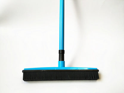 Long Push Rubber Broom Bristles Sweeper Squeegee Scratch Free Bristle Broom for Pet Cat Dog Hair Carpet Hardwood Windows Clean
