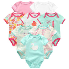 將圖片載入圖庫檢視器 Baby Clothes 8Pcs/lots Unisex Newborn Boy&amp;Girl Rompers roupas de bebes Cotton Baby Toddler Jumpsuits Short Sleeve Baby Clothing
