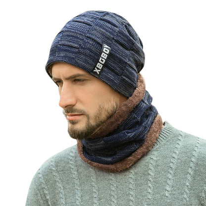 Winter Men Knitted Hat Headgear Bib suit Caps Plus Velvet Thick Wool Hat Autumn And Winter Knit Hat czapka zimowa sombrero mujer
