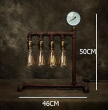 將圖片載入圖庫檢視器 Decorative Table Lamps Balcony Bedroom Restaurant coffee bar industrial water pipe iron four adjustable light desk lamps LU8015
