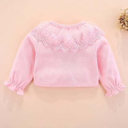 Lawadka 100%Cotton Baby Coat Girl Bow Lace Princess Baby Coat Newborn Wedding Birthday Party Baby Girls Outerwear Baby Clothes