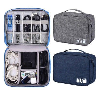 Travel Cable Bag Portable Digital USB Gadget Organizer Charger Wires Cosmetic Zipper Storage Pouch kit Case Accessories Supplies
