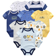 将图片加载到图库查看器，Baby Clothes 8Pcs/lots Unisex Newborn Boy&amp;Girl Rompers roupas de bebes Cotton Baby Toddler Jumpsuits Short Sleeve Baby Clothing
