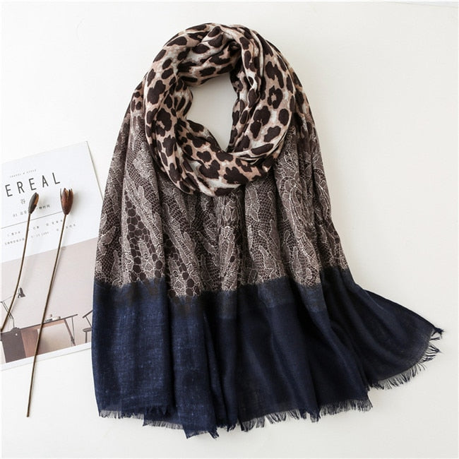 Fashion Design Sexy Leopard Dot Tassel Viscose Shawl Scarf High Quality Neckerchief Autumn Winter Foulards Muslim Hijab Sjaal