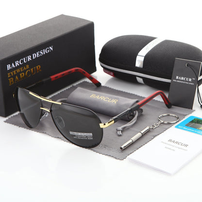 BARCUR Aluminum Vintage Men's Sunglasses Men Polarized Coating Classic Sun Glasses Women Shade Male Driving Accessories Eyewear
