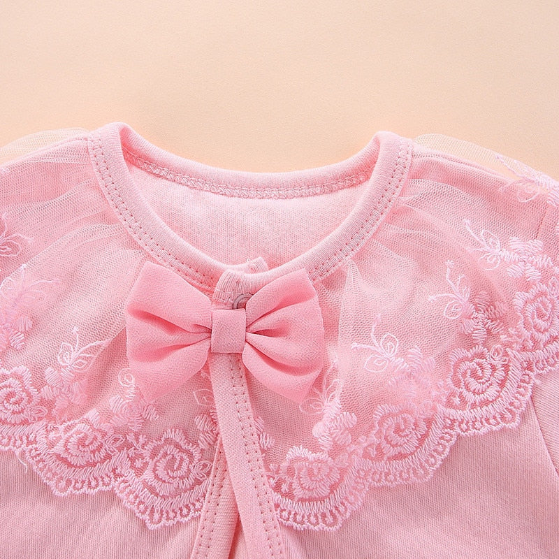 Lawadka 100%Cotton Baby Coat Girl Bow Lace Princess Baby Coat Newborn Wedding Birthday Party Baby Girls Outerwear Baby Clothes