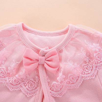 Lawadka 100%Cotton Baby Coat Girl Bow Lace Princess Baby Coat Newborn Wedding Birthday Party Baby Girls Outerwear Baby Clothes
