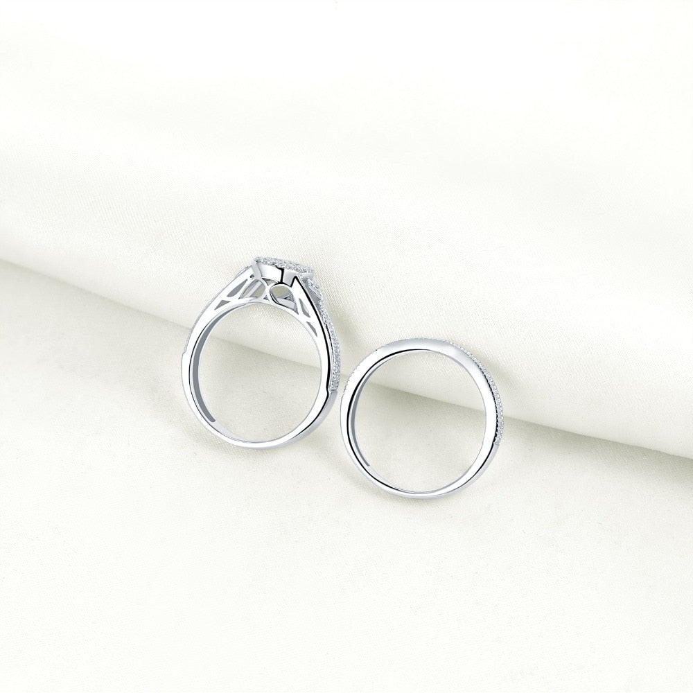 Newshe 925 Sterling Silver Wedding Rings For Women Pear & Heart Shape Round Cut AAA CZ Engagement Ring Bridal Set Trendy Jewelry