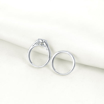 Newshe 925 Sterling Silver Wedding Rings For Women Pear & Heart Shape Round Cut AAA CZ Engagement Ring Bridal Set Trendy Jewelry