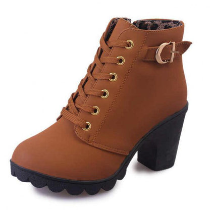 Plus Size 35-43 Winter Casual Women Pumps Warm Ankle Boots Waterproof High Heels Snow 2020 Shoes Botas Patent Botas Muje