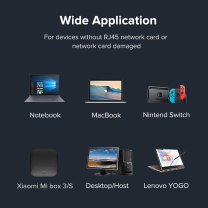 Ugreen USB Ethernet Adapter USB 3.0 2.0 Network Card to USB RJ45 Lan for Windows 10 Xiaomi Mi Box 3 Nintend Switch Ethernet USB