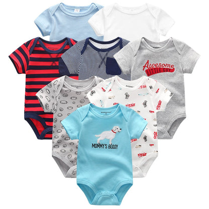 Baby Clothes 8Pcs/lots Unisex Newborn Boy&Girl Rompers roupas de bebes Cotton Baby Toddler Jumpsuits Short Sleeve Baby Clothing