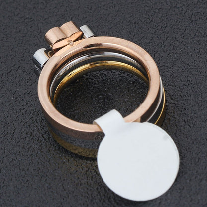 Gorgeous Three Ring Set For Women High Quality Stainless Steel three colors Crystal Clover Ring With crystals