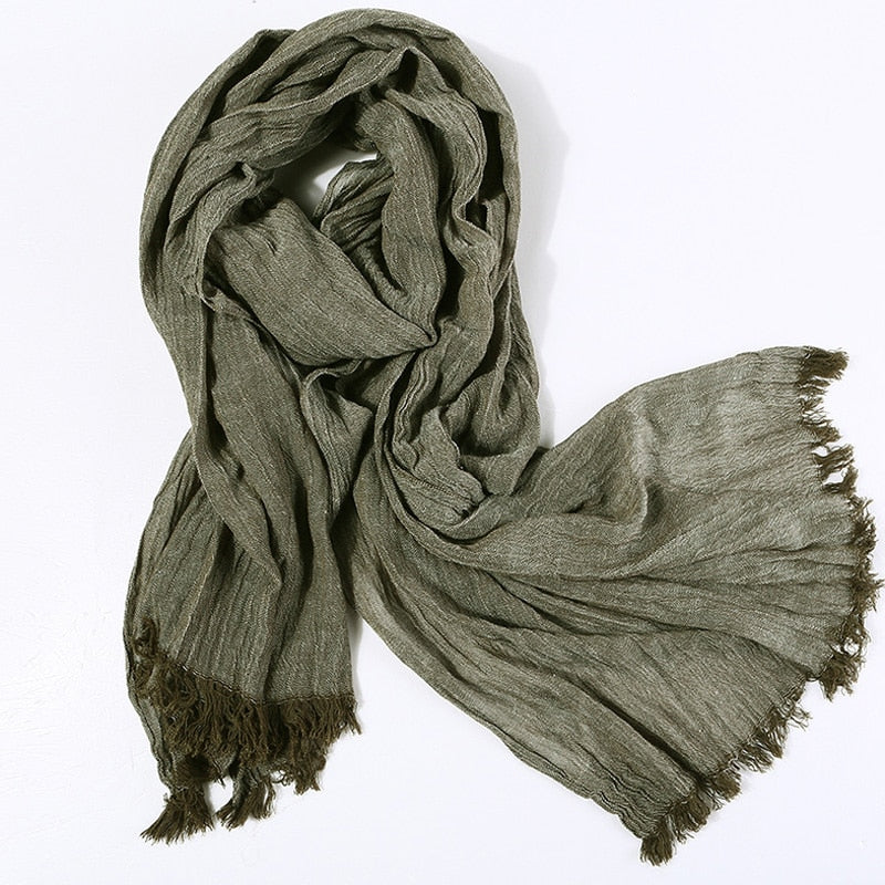 Fashion Classic Retro Scarf Cotton linen lady Men Autumn Multifunctional Soft warm long scarf Multicolor Tassel scarves 72*196cm