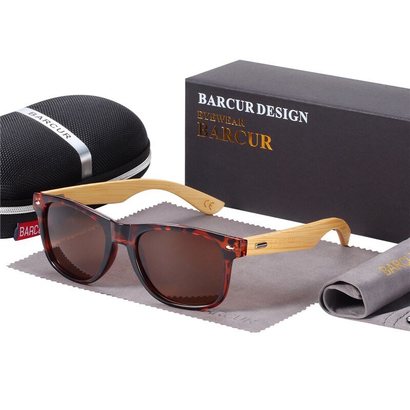 BARCUR Polarized Bamboo Sunglasses Men Wooden Sun Glasses Women Brand Original Wood Glasses Oculos De Sol Masculino