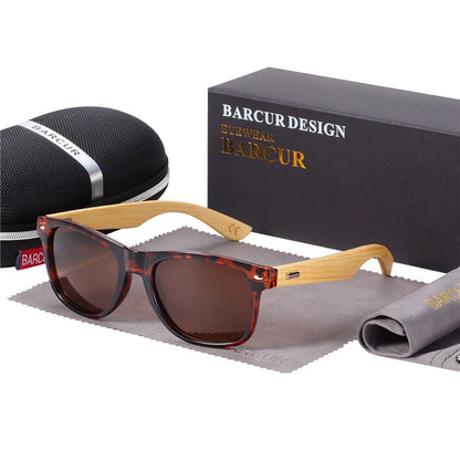 BARCUR Polarized Bamboo Sunglasses Men Wooden Sun Glasses Women Brand Original Wood Glasses Oculos De Sol Masculino