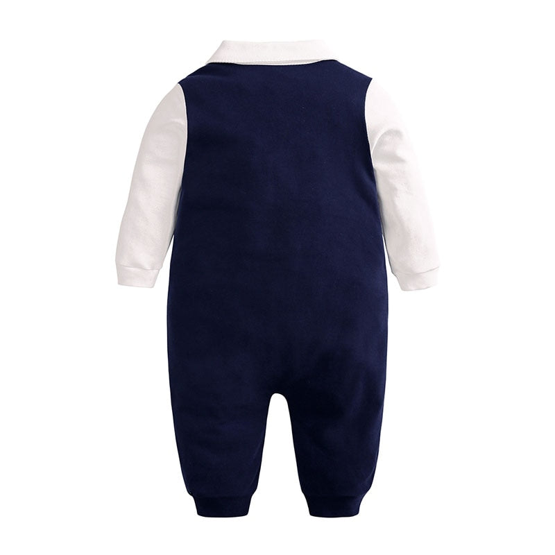 Cotton Long Sleeve Newborn Baby Clothes Plaid Bow Baby Boy Romper Spring Autumn Toddler One-Pieces Gentleman Newborn Costume