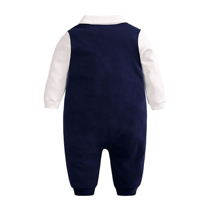 Cotton Long Sleeve Newborn Baby Clothes Plaid Bow Baby Boy Romper Spring Autumn Toddler One-Pieces Gentleman Newborn Costume