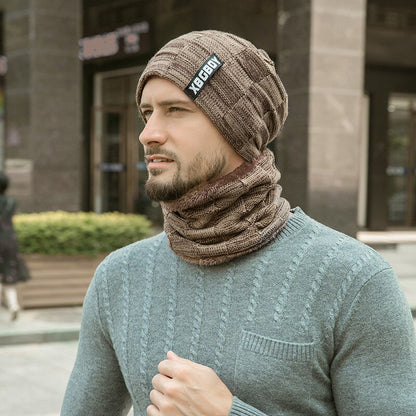 Winter Men Knitted Hat Headgear Bib suit Caps Plus Velvet Thick Wool Hat Autumn And Winter Knit Hat czapka zimowa sombrero mujer