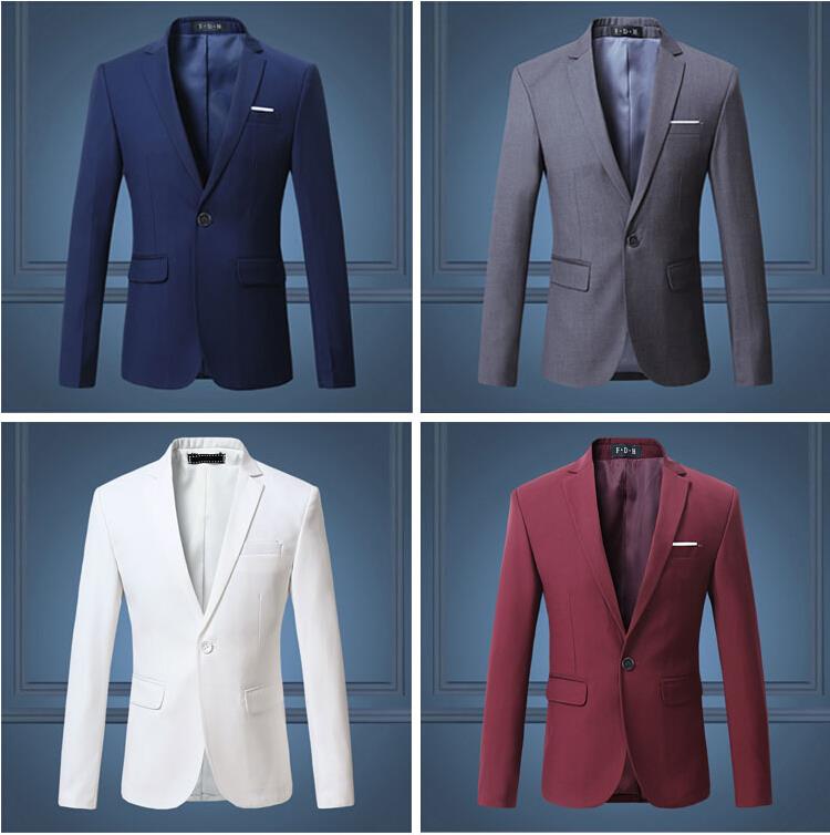 Black Classy Men's Blazer Jacket One Button Slim Wedding Suit Men Solid M-3XL Mens Casual Blazers White Customizable Big Size