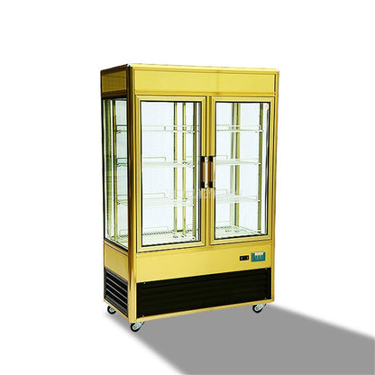 CL848FL2C4 780W 723L Transparent Cake Showcase Supermarket Fruit Vegetable Cake Display Freezer 2 Doors Commercial Refrigerator