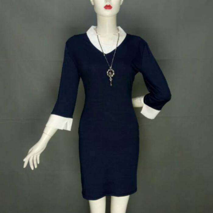 Elegant Women Office Lady Formal Wear V Neck Dress Sleeve Business Work Party Pencil Dress Suit Confortable