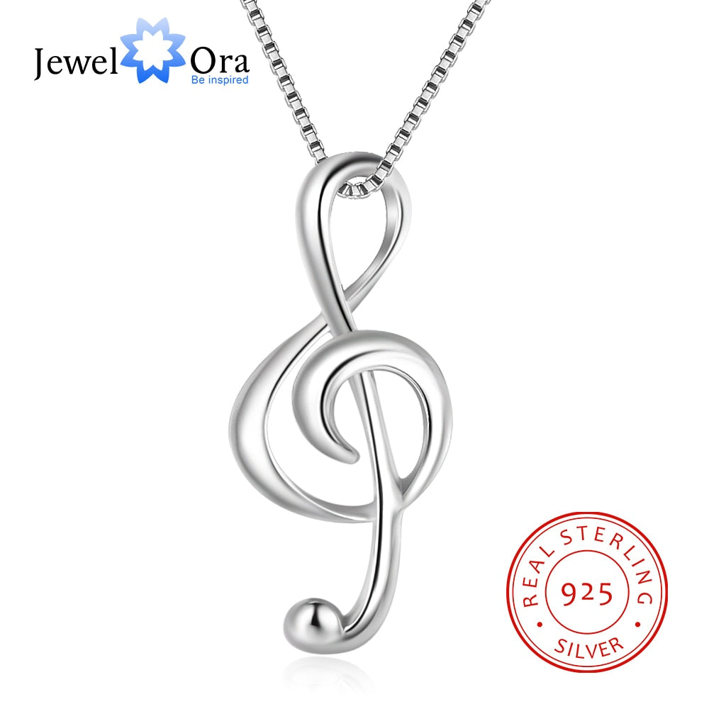 925 Sterling Silver Musical Note Necklaces & Pendants Elegant Pendant Necklace Women Gifts for Girlfriend (JewelOra NE100355)