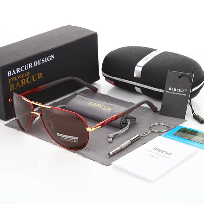 BARCUR Aluminum Vintage Men's Sunglasses Men Polarized Coating Classic Sun Glasses Women Shade Male Driving Accessories Eyewear