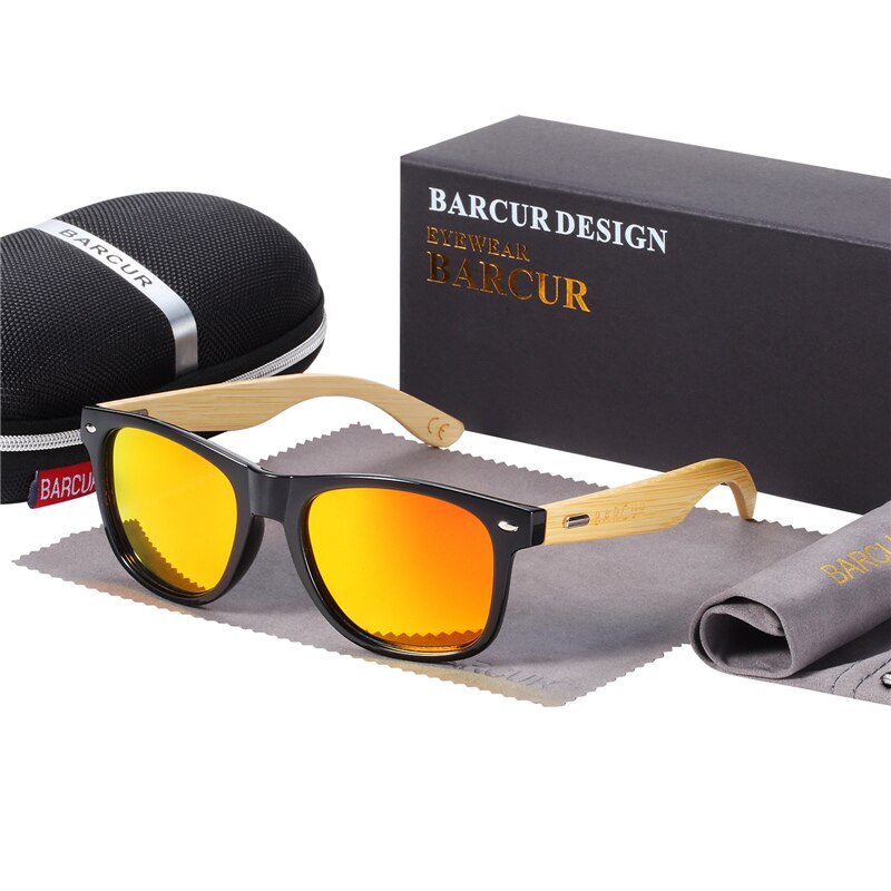 BARCUR Polarized Bamboo Sunglasses Men Wooden Sun Glasses Women Brand Original Wood Glasses Oculos De Sol Masculino