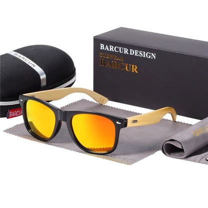 BARCUR Polarized Bamboo Sunglasses Men Wooden Sun Glasses Women Brand Original Wood Glasses Oculos De Sol Masculino