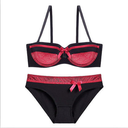 CINOON 2019 NEW Lace Bow Lingerie Set 1/2 Cup Sexy Intimates Push Up Bra Set Underwear Floral Embroidery Lace Women Bra Panty