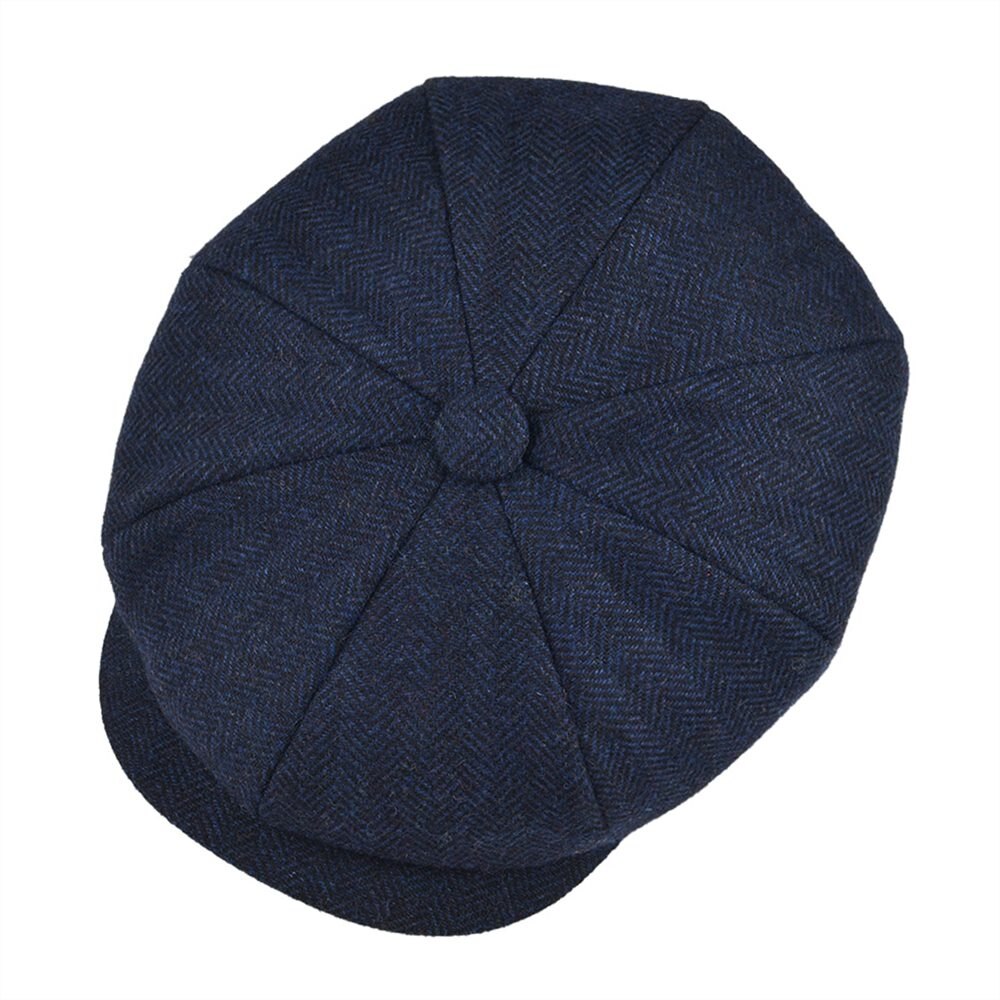 BOTVELA Wool Tweed Newsboy Cap Herringbone Men Women Gatsby Retro Hat Driver Flat Cap Black Brown Green Navy Blue 005