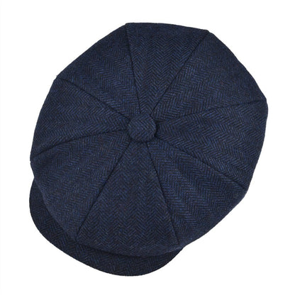 BOTVELA Wool Tweed Newsboy Cap Herringbone Men Women Gatsby Retro Hat Driver Flat Cap Black Brown Green Navy Blue 005